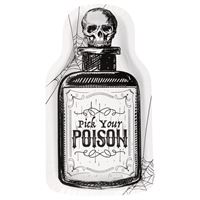 SKETCHY SKULL BOTTLE SHP 9.5" PLATE 8CT