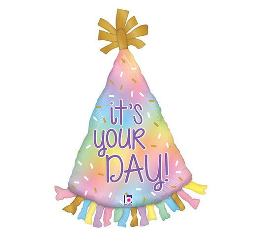 PARTY HAT OPAL HOLO 34" MYLAR-P