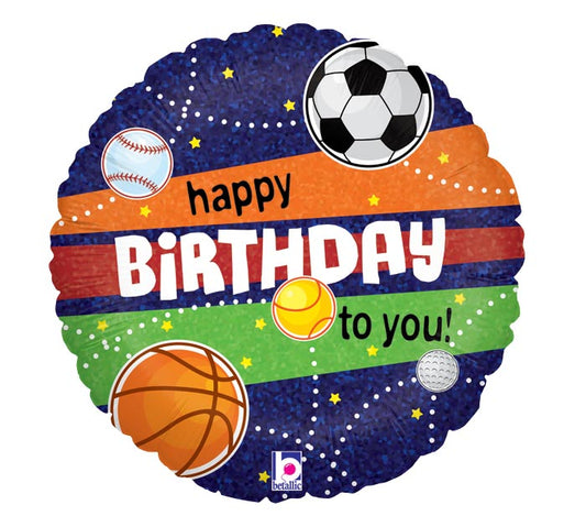 HOLOGRAPHIC SPORTS BDAY 18" MYLA