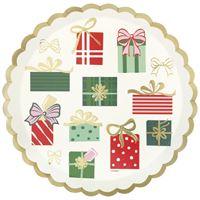 VINTAGE CHRISTMAS 9.25" SCLPD PLATES 8CT