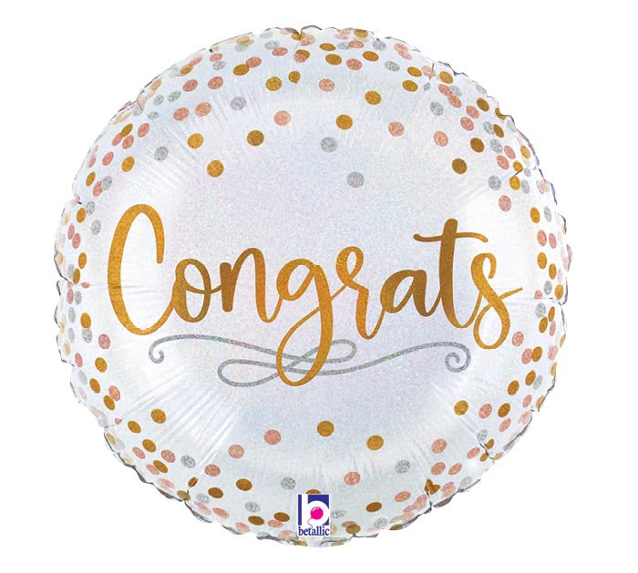 CONGRATS CONFETTI HOLO 18" MYLAR