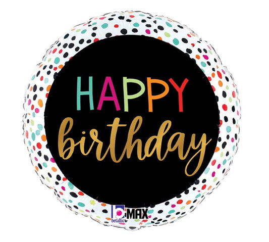 BIRTHDAY COLOR DOTS 18" MYLAR