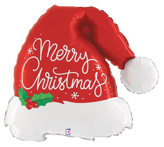 27" SANTA HAT SHAPE MYLAR