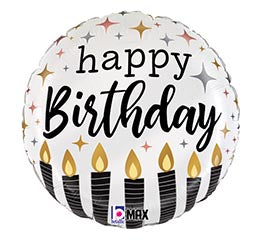 HBD CANDLES SATAIN METALLIC 18" MYLAR