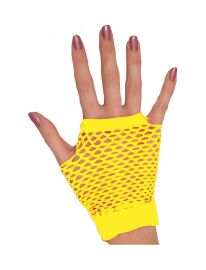 NEON FISHNET SHORT GLOVES YELLOW