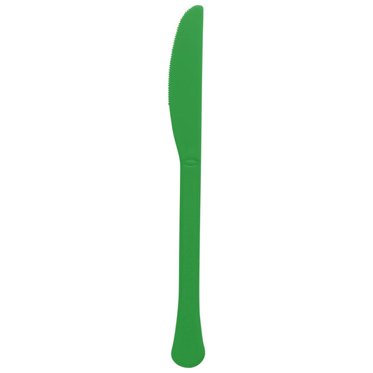 PLASTIC KNIVES FESTIVE GREEN
