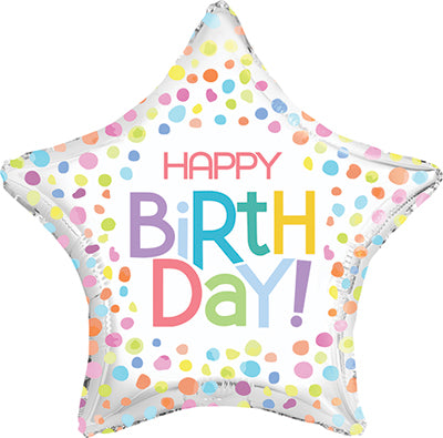 BIRTHDAY LOTS OF DOTS STAR 18" MYLAR