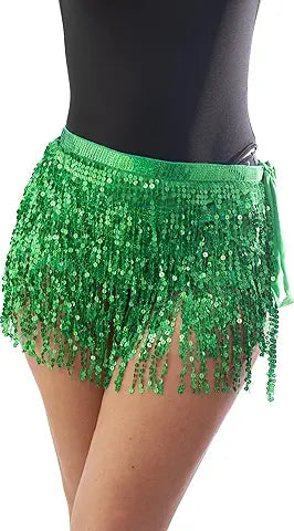 GREEN SEQUIN TASSEL WRAP SKIRT ADULT
