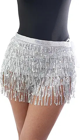 SILVER SEQUIN TASSEL WRAP SKIRT ADULT
