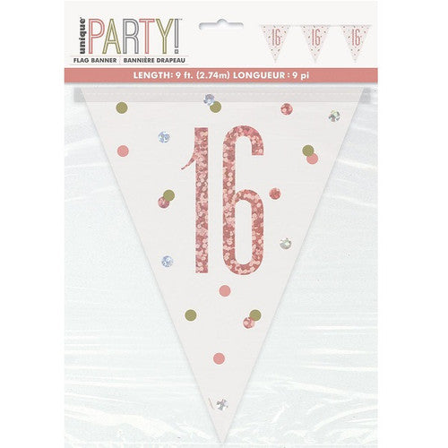 GLITZ ROSE GOLD PL FLAG BANNER 16