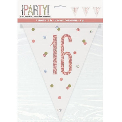 GLITZ ROSE GOLD PL FLAG BANNER 16
