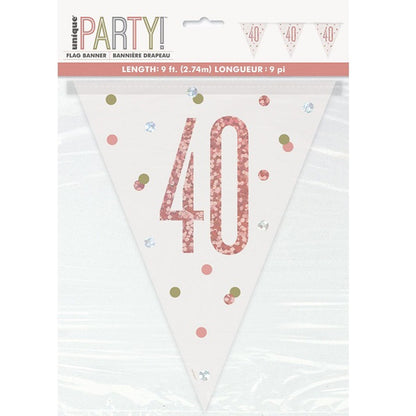 GLITZ ROSE GOLD PL FLAG BANNER 40
