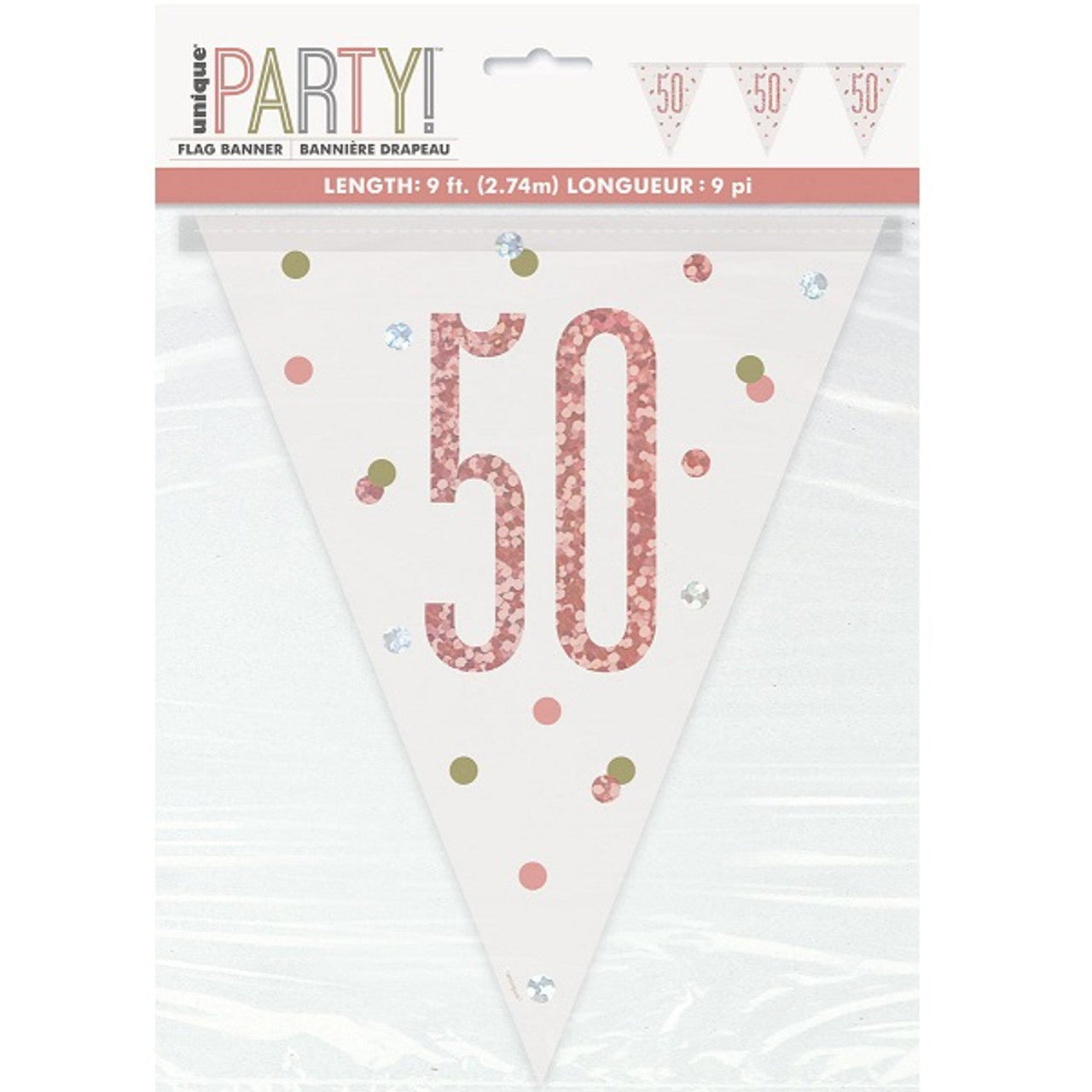 GLITZ ROSE GOLD PL FLAG BANNER 50
