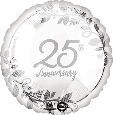 25TH ANNIVERSARY SILVER 18" MYLAR