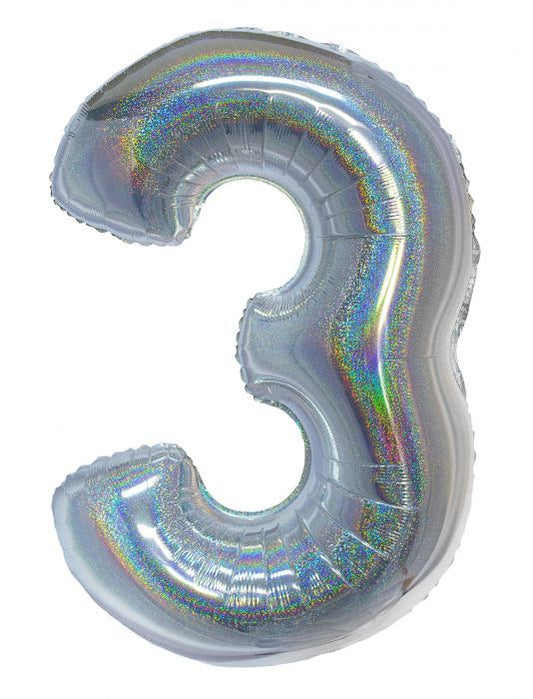 HOLOGRAPHIC SILVER #3 40" MYLAR