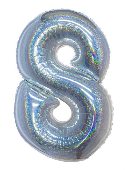 HOLOGRAPHIC SILVER #8 40" MYLAR