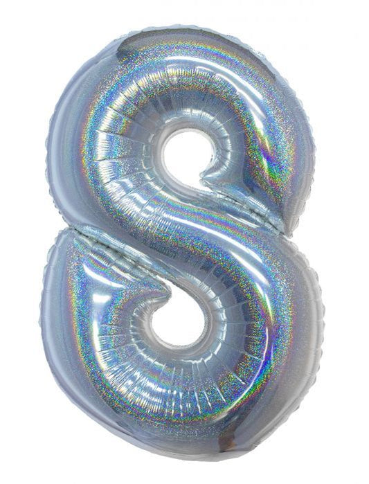 HOLOGRAPHIC SILVER #8 40" MYLAR