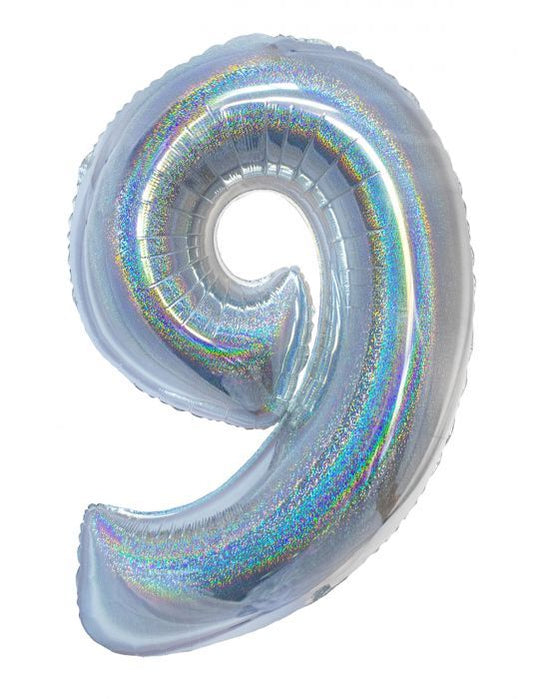 HOLOGRAPHIC SILVER #9 40" MYLAR