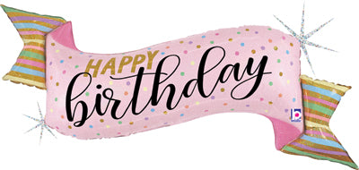 BIRTHDAY PASTEL BANNER HOLO 45" MYLAR