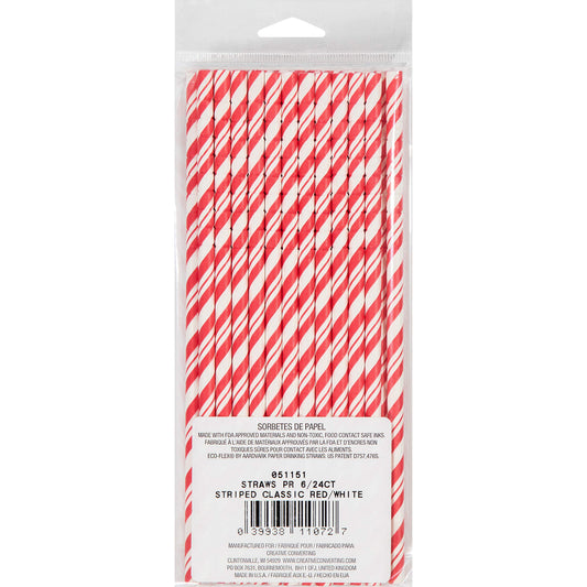 PAPER STRAWS RED WHITE STRIPED