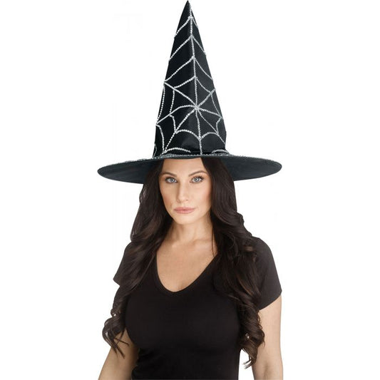 RHINESTONE SPIDER WITCH HAT