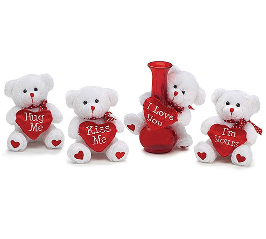 VASE HUGGER BEAR - ASST HEART W