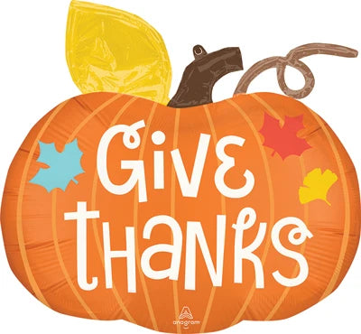 GIVE THANKS SATIN PUMPKIN 32" MYLAR