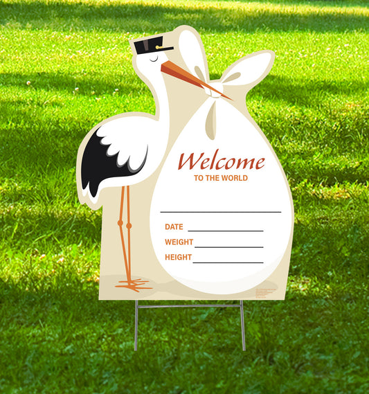 NEW BABY STORK OUTDOOR YARD SIGN