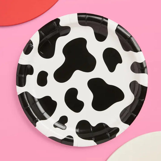 COW PRINT 9" PPR PLATES 25CT