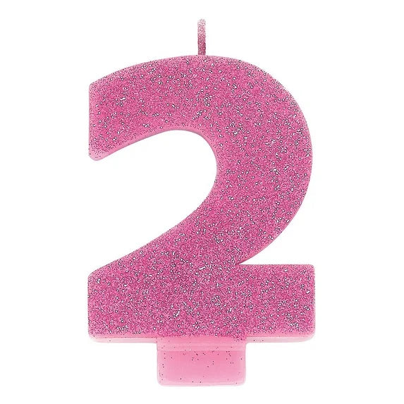 LARGE GLITTER CANDLE #2 PINK
