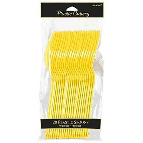 YELLOW SUNSHINE PLASTIC SPOONS