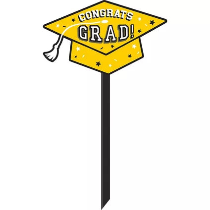 GRAD LAWN SIGN - YELLOW