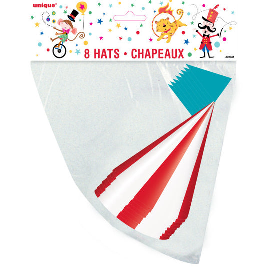 CIRUCS CARNIVAL PARTY HAT 8CT