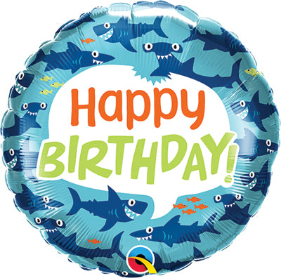 FUN SHARKS BIRTHDAY 18" MYLAR-P
