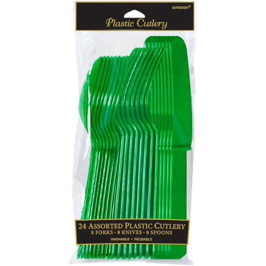 FESTIVE GREEN ASST CUTLERY