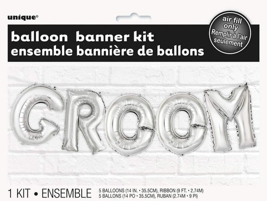 SILVER GROOM LETTER BANNER KIT