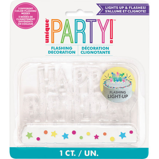 FLASHING HAPPY BDAY CAKE DECOR