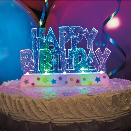 FLASHING HAPPY BDAY CAKE DECOR