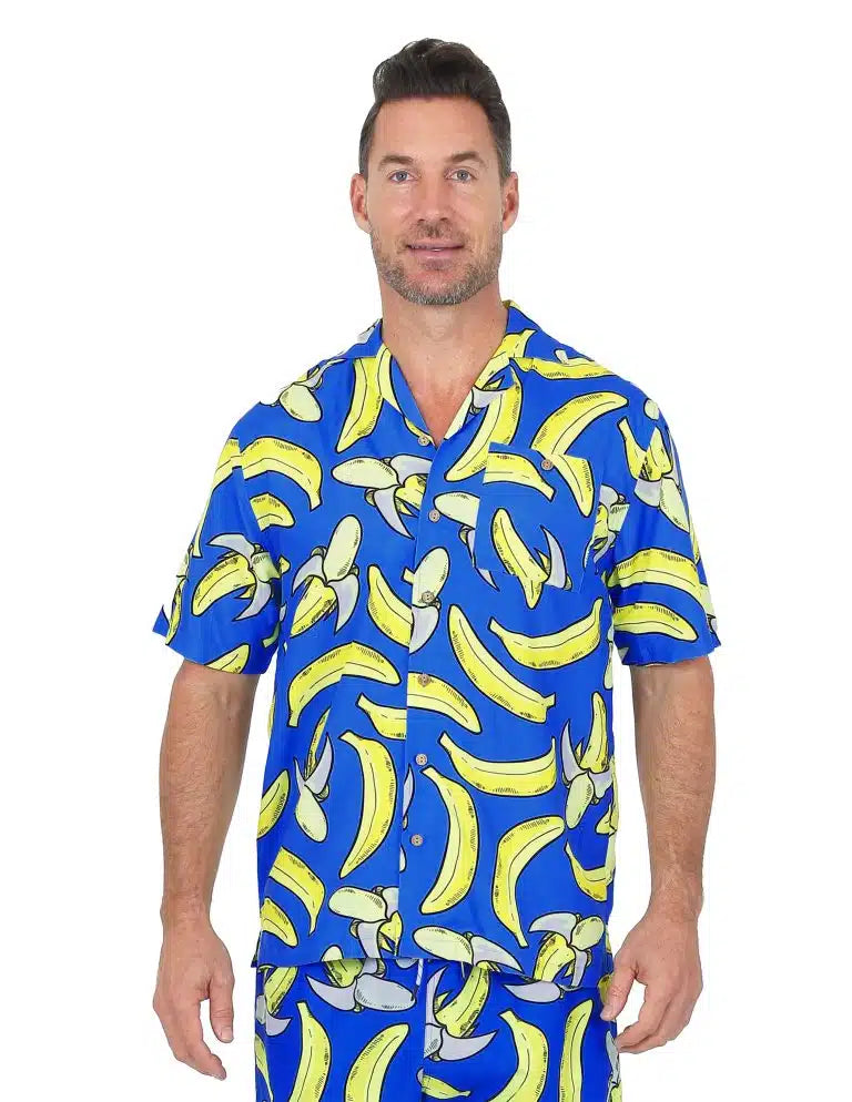 ROYAL BLUE BANANA HAWAIIAN SHIRT ADULT MEDIUM