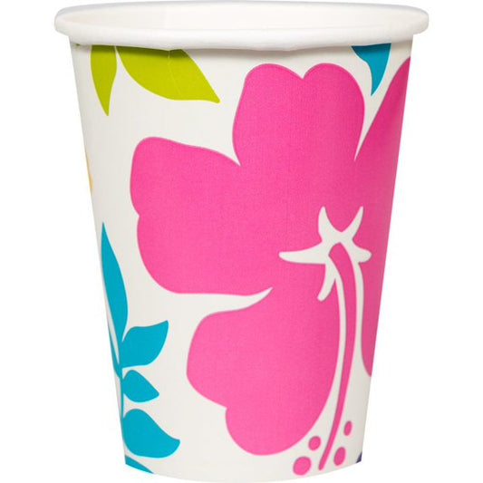 HIBISCUS WHITE 9OZ PAPER CUPS