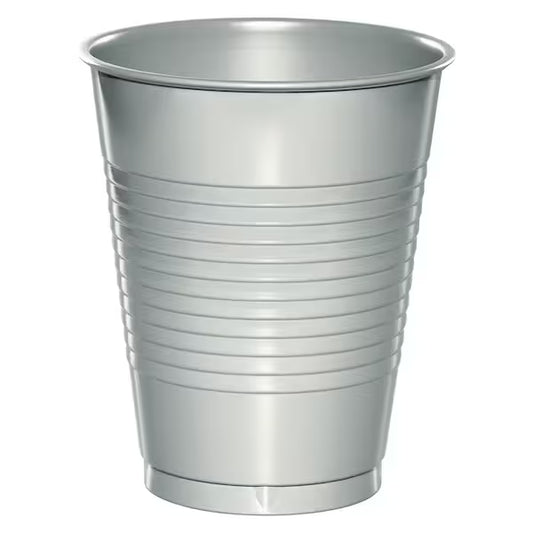 SHIMMERING SILVER 16OZ PL CUPS