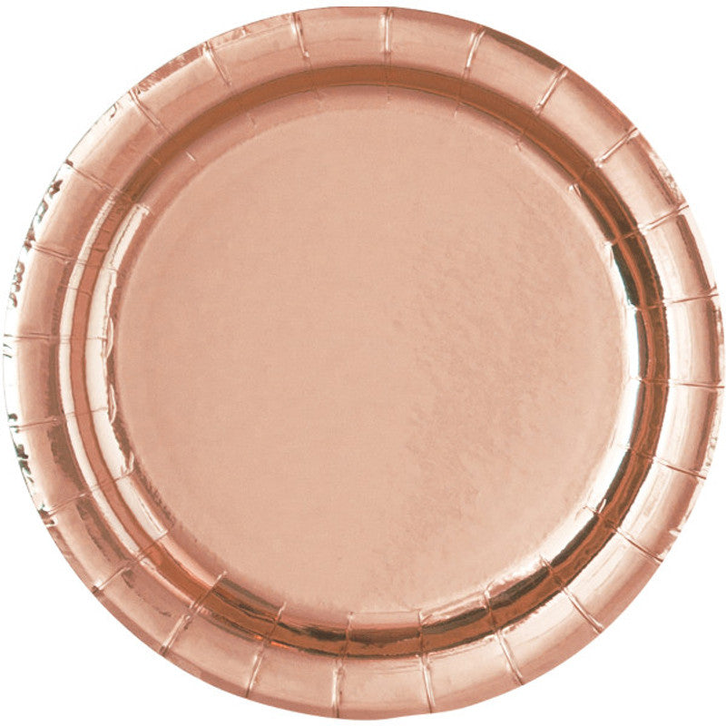 7" PAPER PLATES FOIL ROSE GOLD