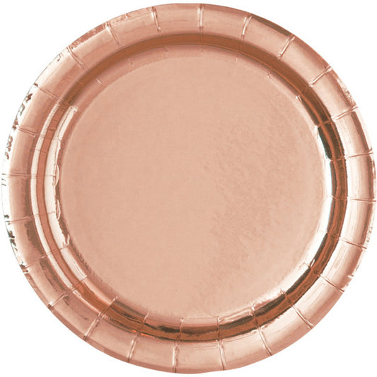 7" PAPER PLATES FOIL ROSE GOLD