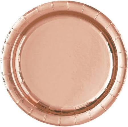 9" PAPER PLATES FOIL ROSE GOLD