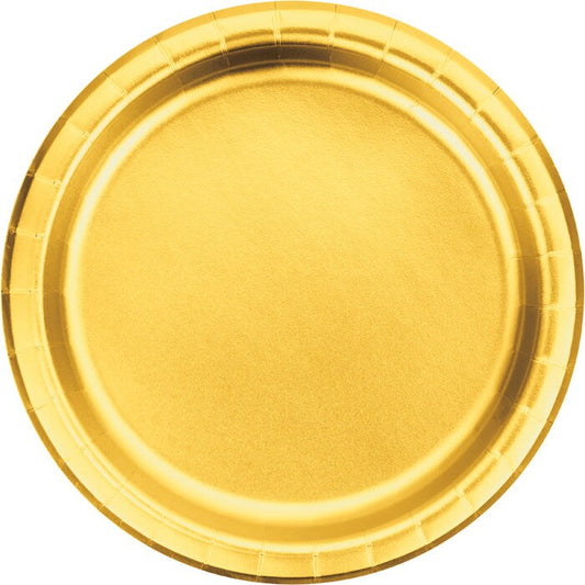 7" PAPER PLATES FOIL GOLD
