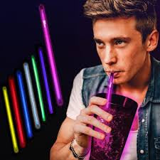 9" GLOW STRAW ASST COLORS 25PK