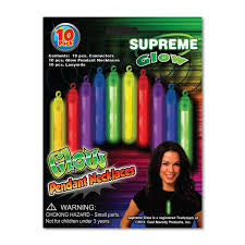 ASST COLORS GLOW PENDANT NECKLACES 10PK