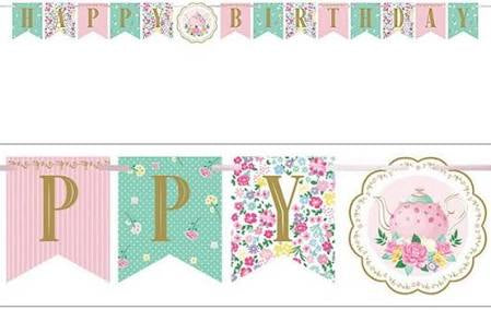 FLORAL TEA PARTY RIBBON BANNER