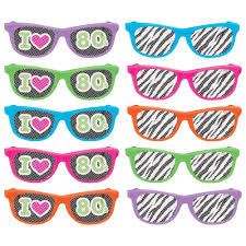 TOTALLY 80'S PRINTED GLASSES 10CT