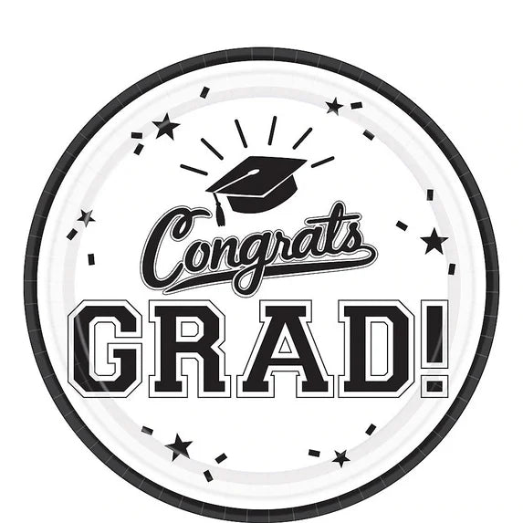 GRAD 9 IN PAPER PLATE - WHT/BLK